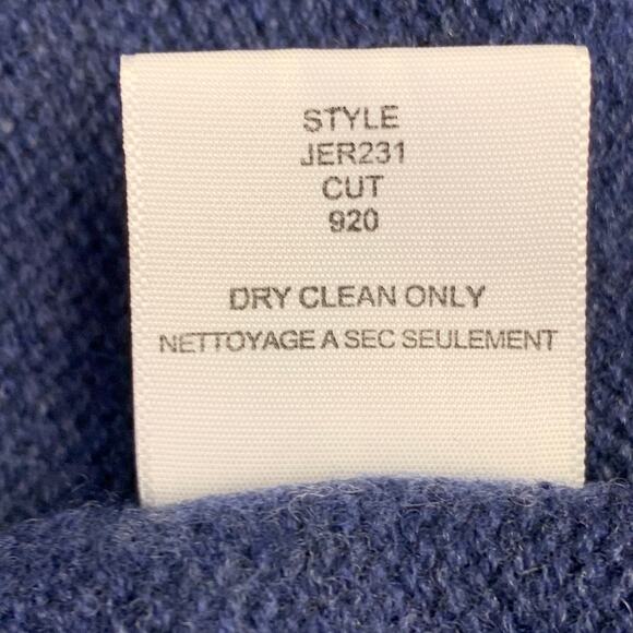 Size S Blue Cream Wool Cashmere Oversized Contrast Trim Faux Layer Pullover - Picture 7 of 7